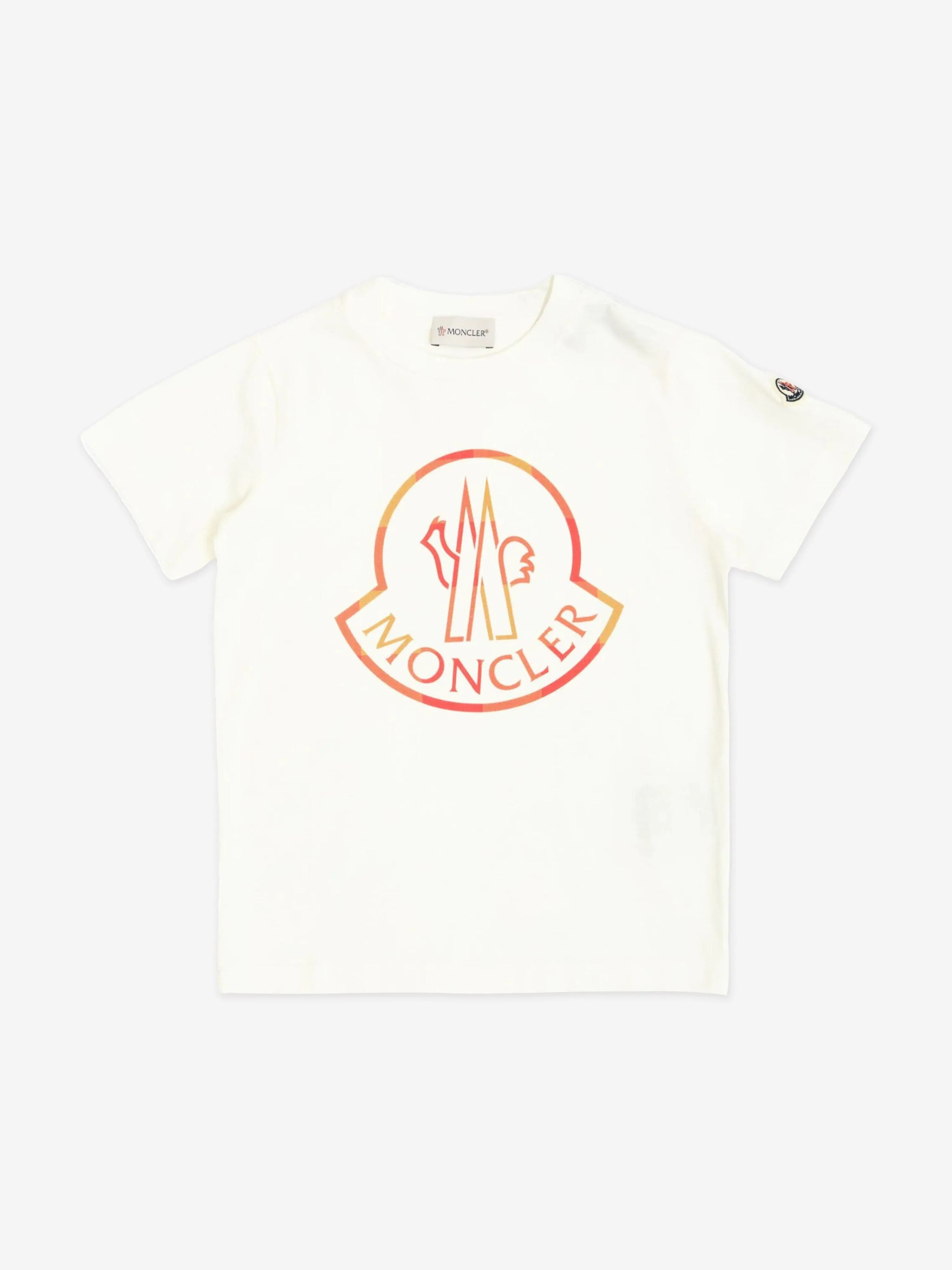 Moncler Enfant Jungen Logo T-Shirt in Weiß