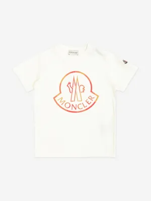 Moncler Enfant Jungen Logo T-Shirt in Weiß
