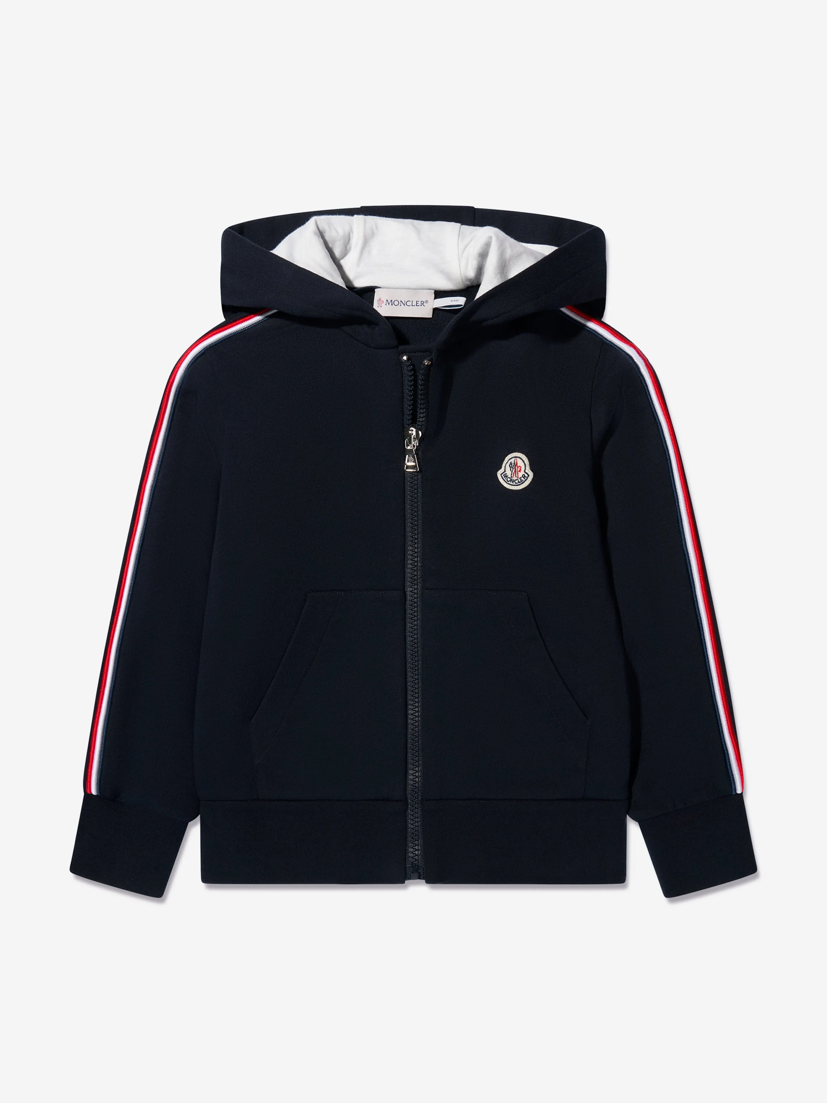 Moncler Enfant Jungen Logo Reißverschluss-Shirt in Marineblau