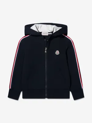 Moncler Enfant Jungen Logo Reißverschluss-Shirt in Marineblau