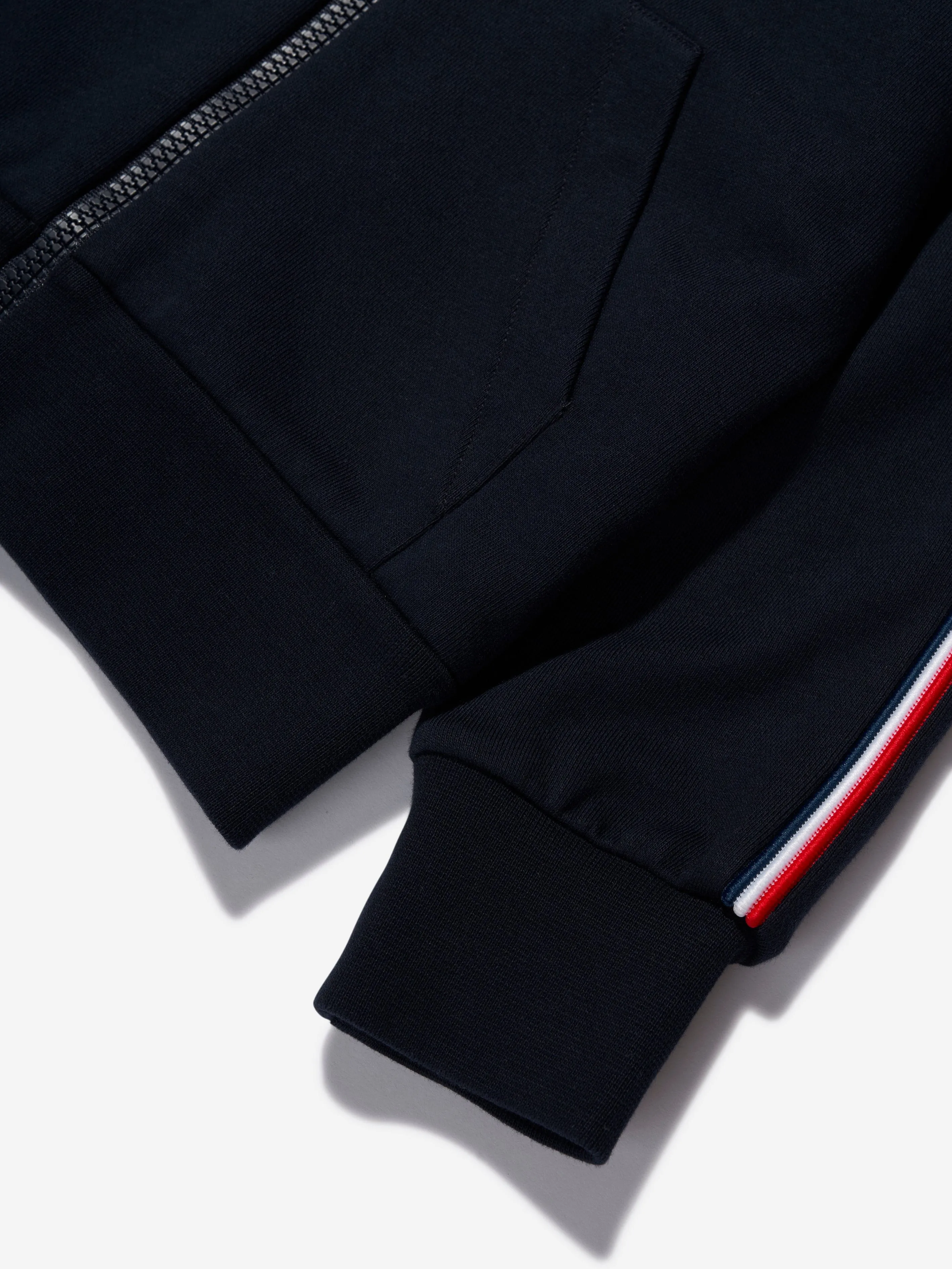 Moncler Enfant Jungen Logo Reißverschluss-Shirt in Marineblau