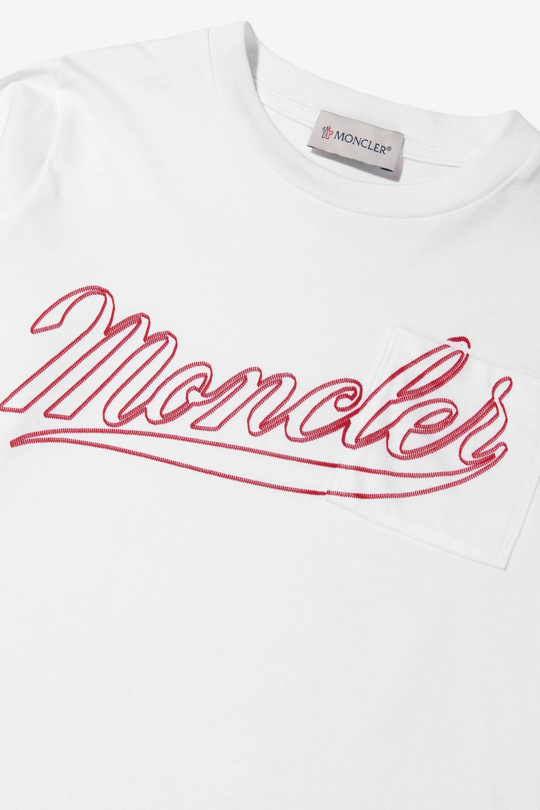 Moncler Enfant Jungen Langarm Logo T-Shirt in Weiß
