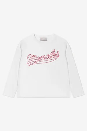 Moncler Enfant Jungen Langarm Logo T-Shirt in Weiß