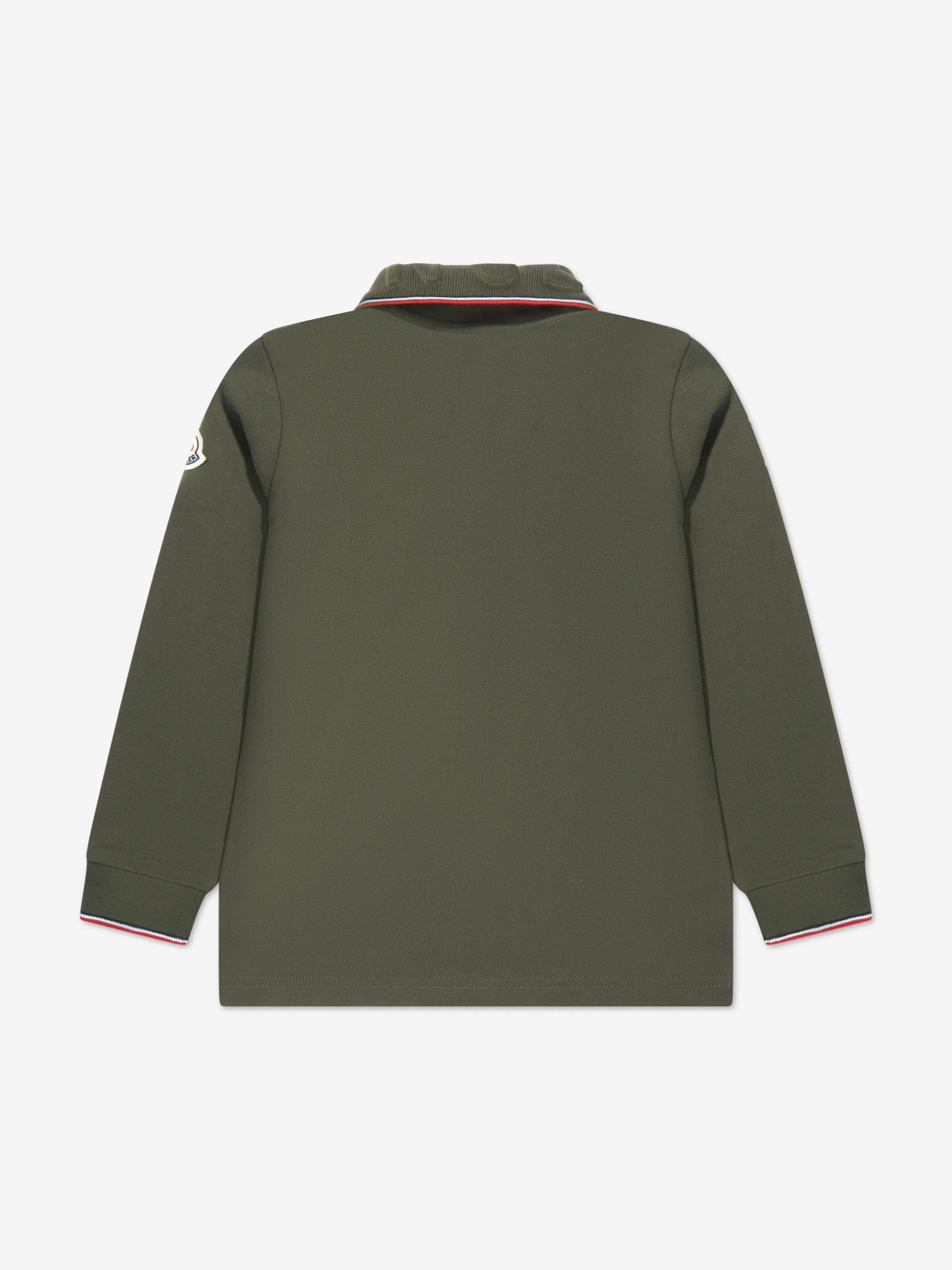 Moncler Enfant Jungen Langarm-Polohemd in Grün