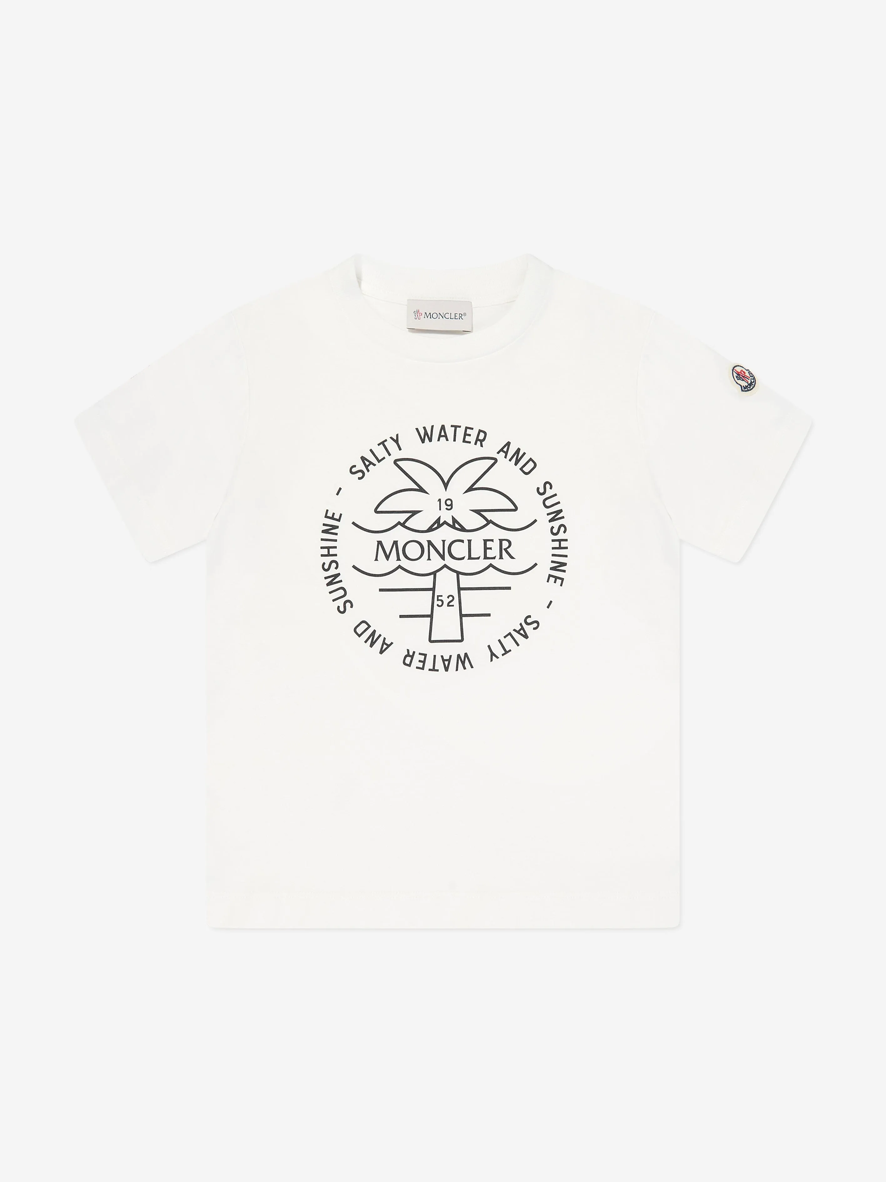 Moncler Enfant Jungen Palmbaum-Logo T-Shirt in Weiß