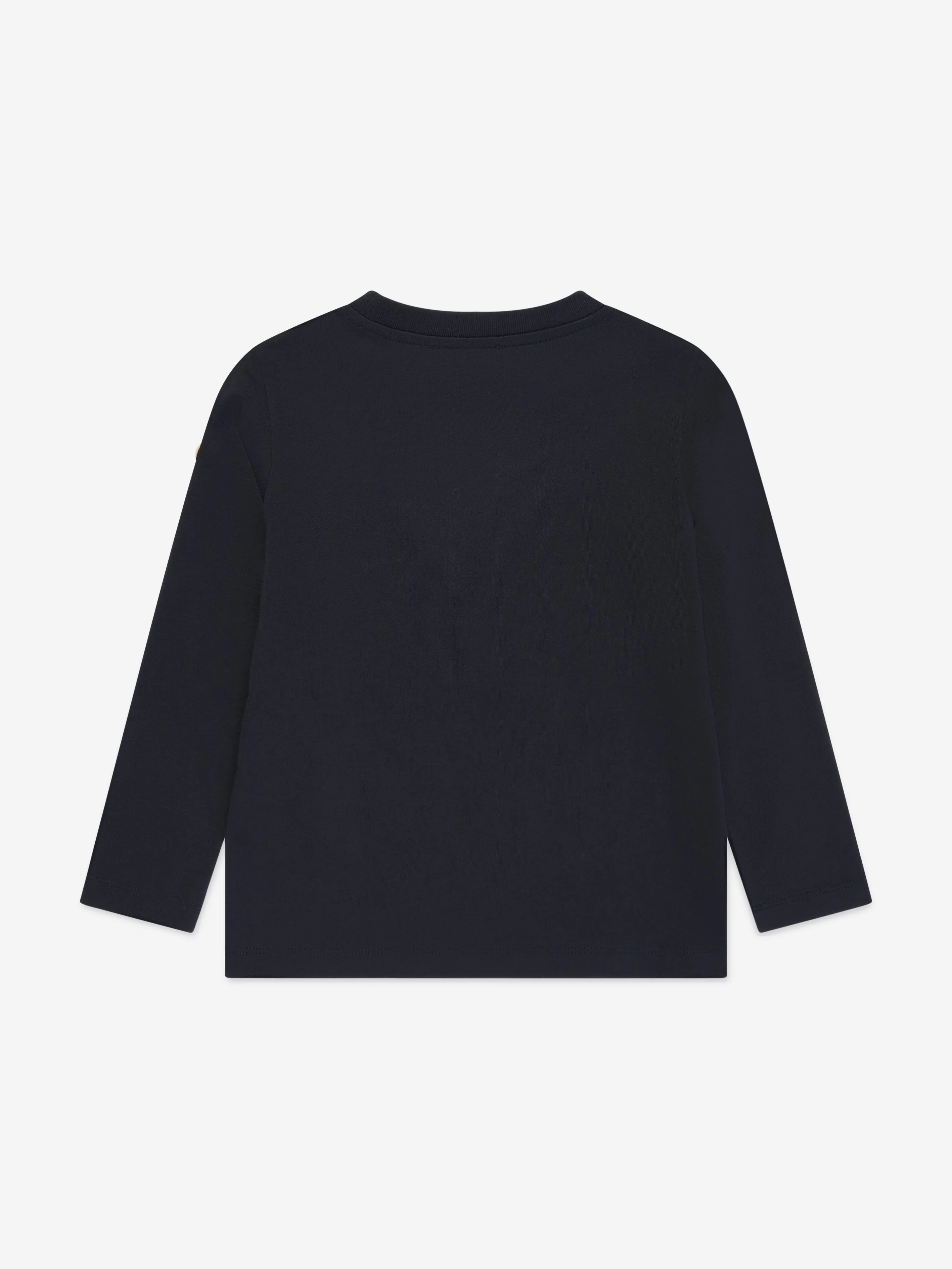 Moncler Enfant Jungen Tennis Logo Langarm T-Shirt in Marineblau