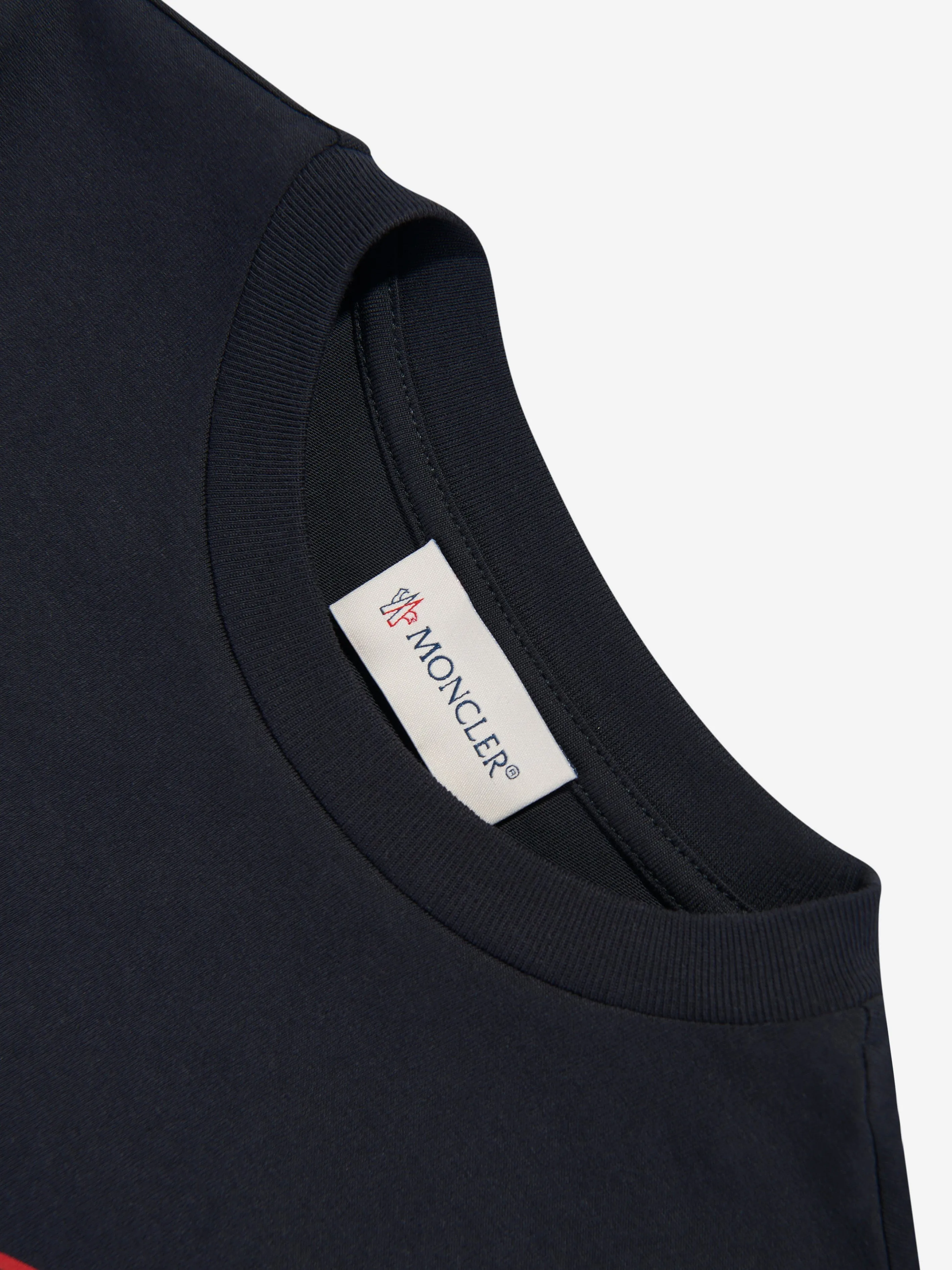 Moncler Enfant Jungen Tennis Logo Langarm T-Shirt in Marineblau