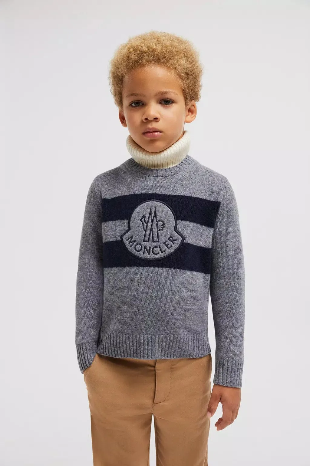 Moncler Enfant Jungen Wollpullover in Grau