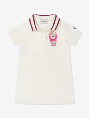 Moncler Enfant Mädchen Bären Polo Kleid in Weiß