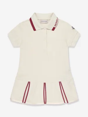 Moncler Enfant Mädchen Logo Polo-Kleid in Elfenbein