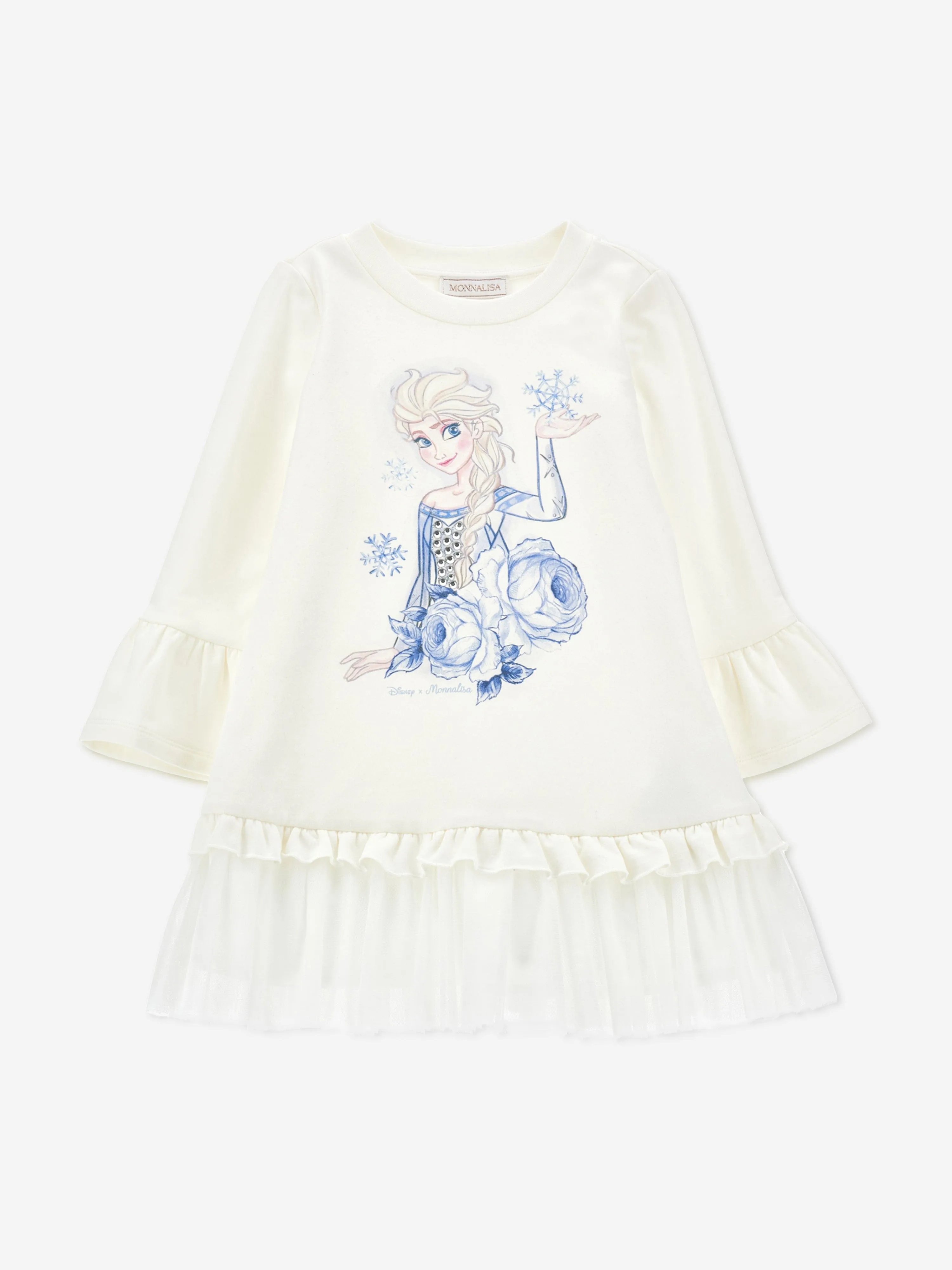 Monnalisa Mädchen Elsa Jersey-Kleid in Elfenbein