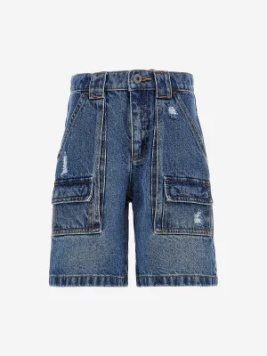 Moschino Jungen Denim Cargo Shorts in Blau