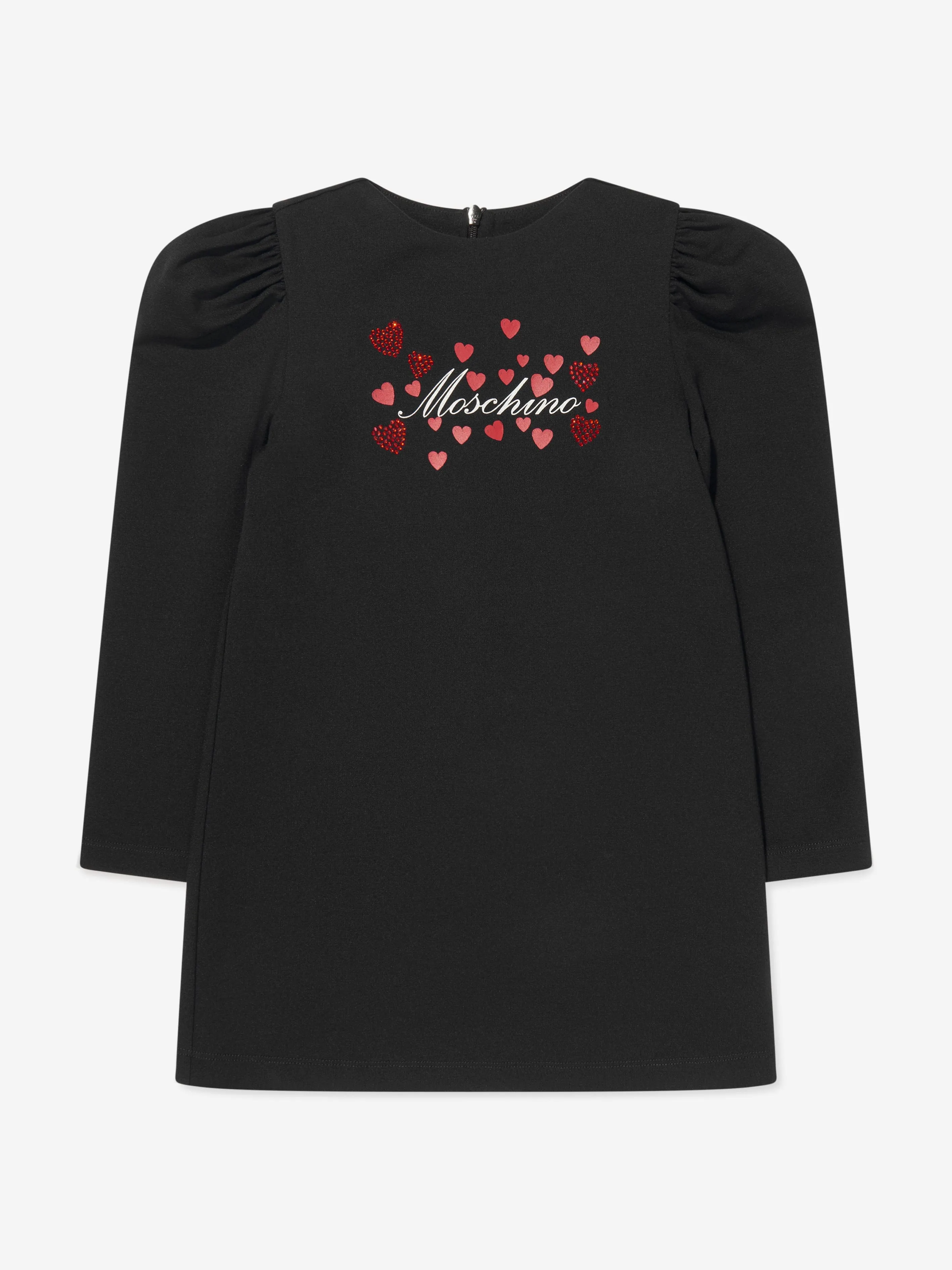 Moschino Mädchen Herzen Logo Kleid in Schwarz