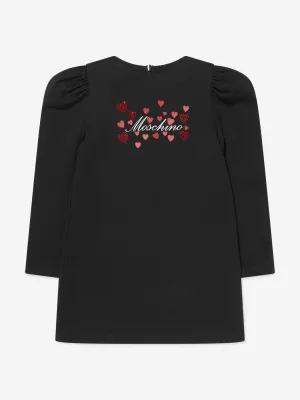 Moschino Mädchen Herzen Logo Kleid in Schwarz