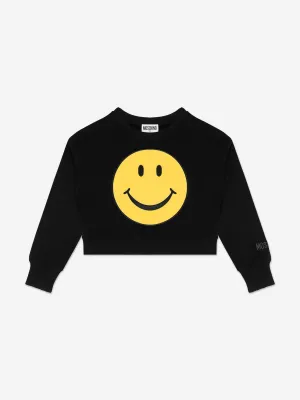 Moschino Kids Sweatshirt mit Smiley-Gesicht in Schwarz