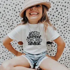Mostly Sweet Sometimes Savage Kids T-Shirt girls pajamas promo