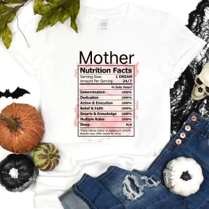 Mother Nutrition Label White T-Shirt mum blouses clearance
