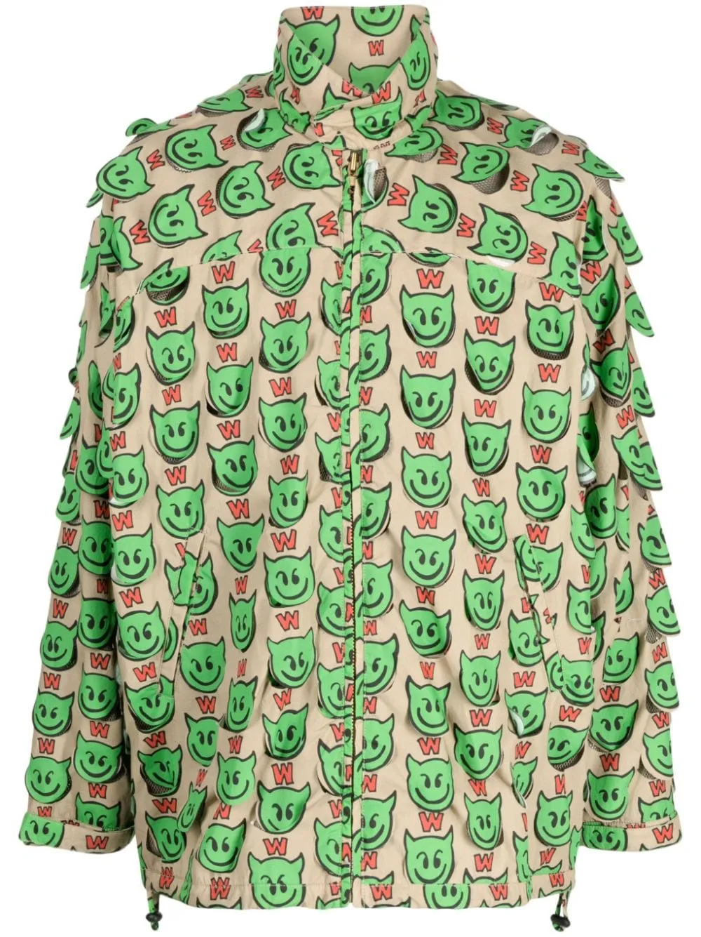 Motif-Print Zip-Up Jacket winter jackets clearance