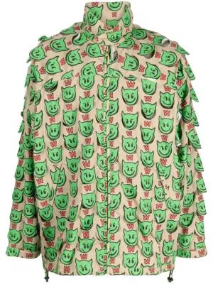 Motif-Print Zip-Up Jacket winter jackets clearance