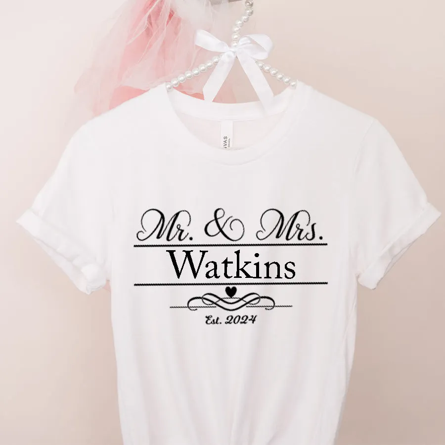 Mr & Mrs 2024 Personalised Surname T-Shirts nursing bras sale