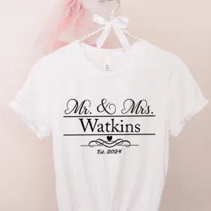 Mr & Mrs 2024 Personalised Surname T-Shirts nursing bras sale