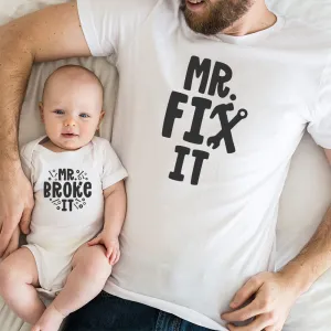 Mr Fix It & Mr Broke It Matching T-Shirt & Vest dad bod shirts discount