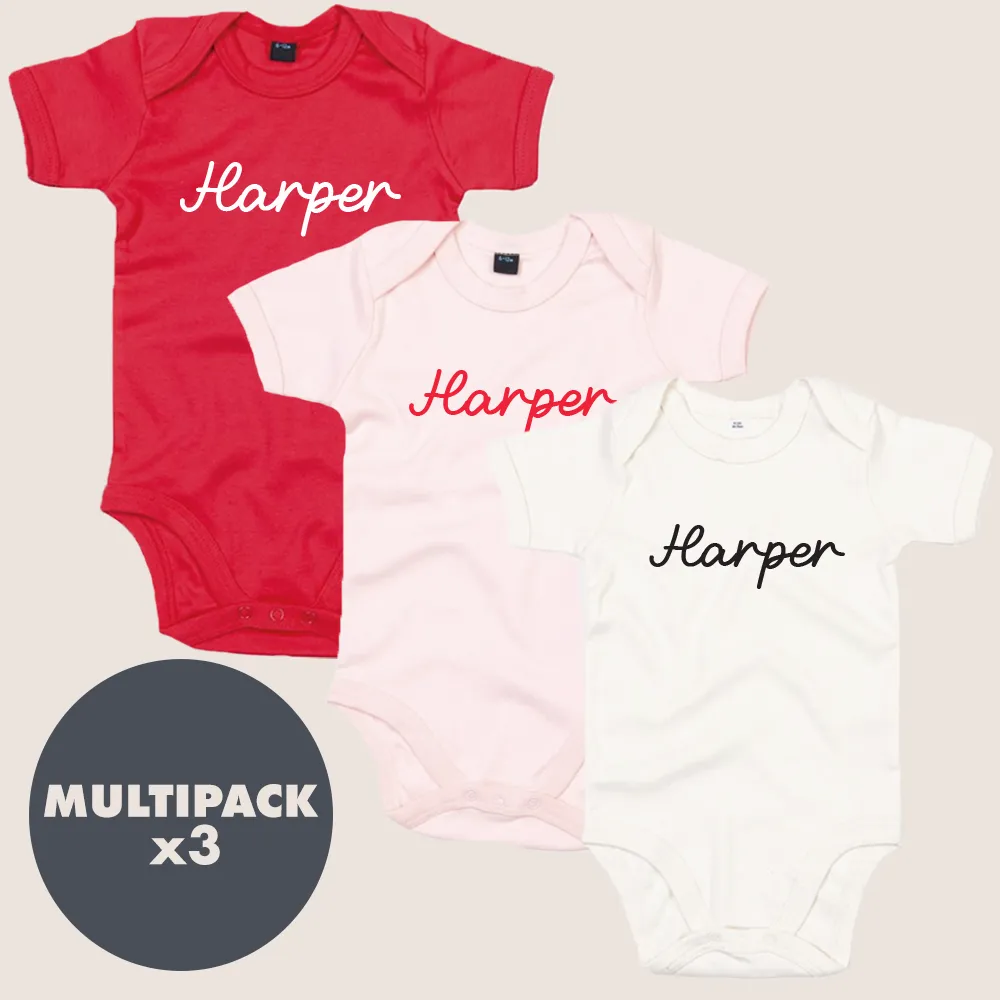MRK Essentials - Personalised Love Heart 3 Pack Baby Vest Bundle cheap baby clothes online