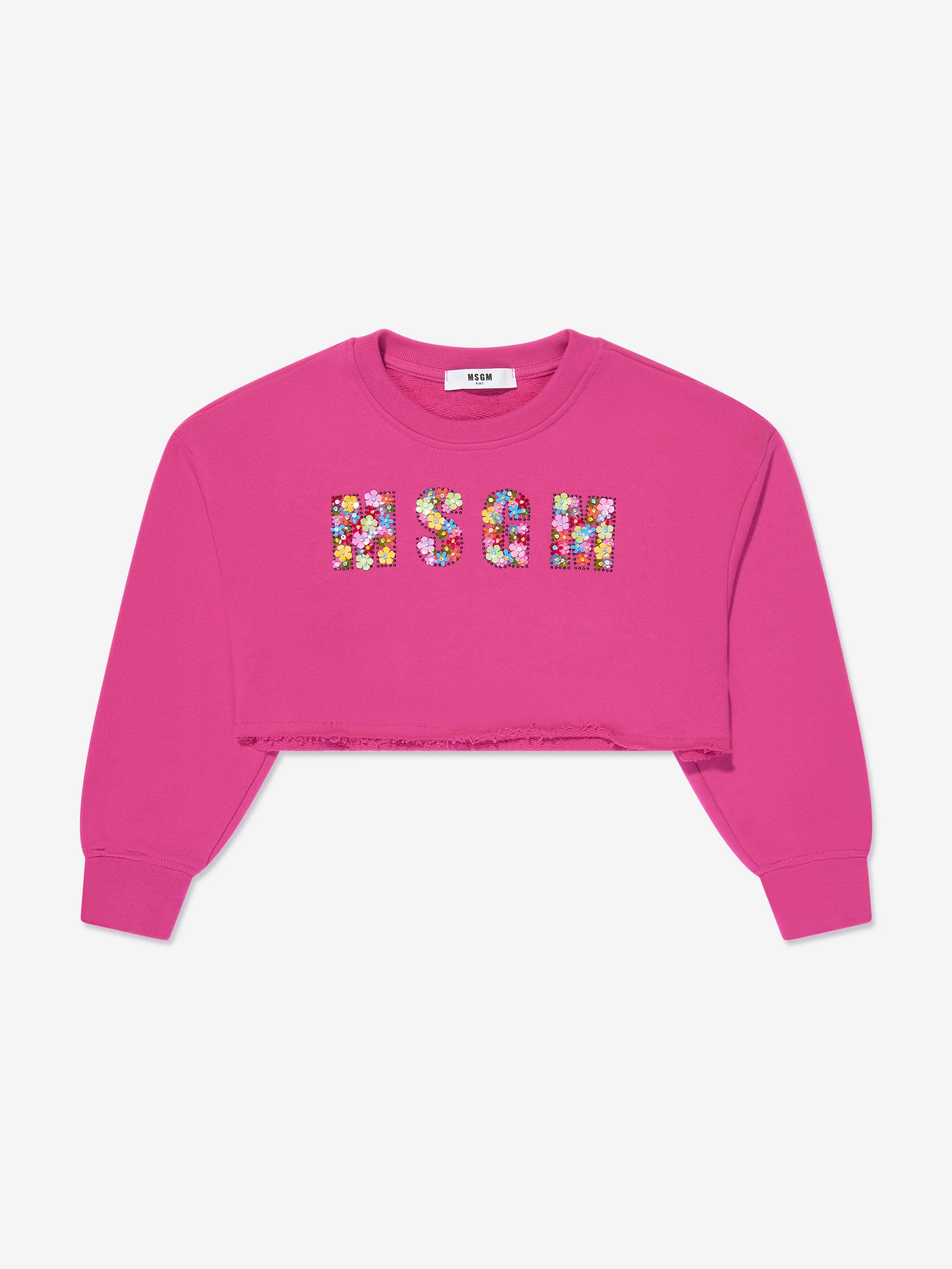 MSGM Mädchen Pink Crop-Logo-Sweatshirt
