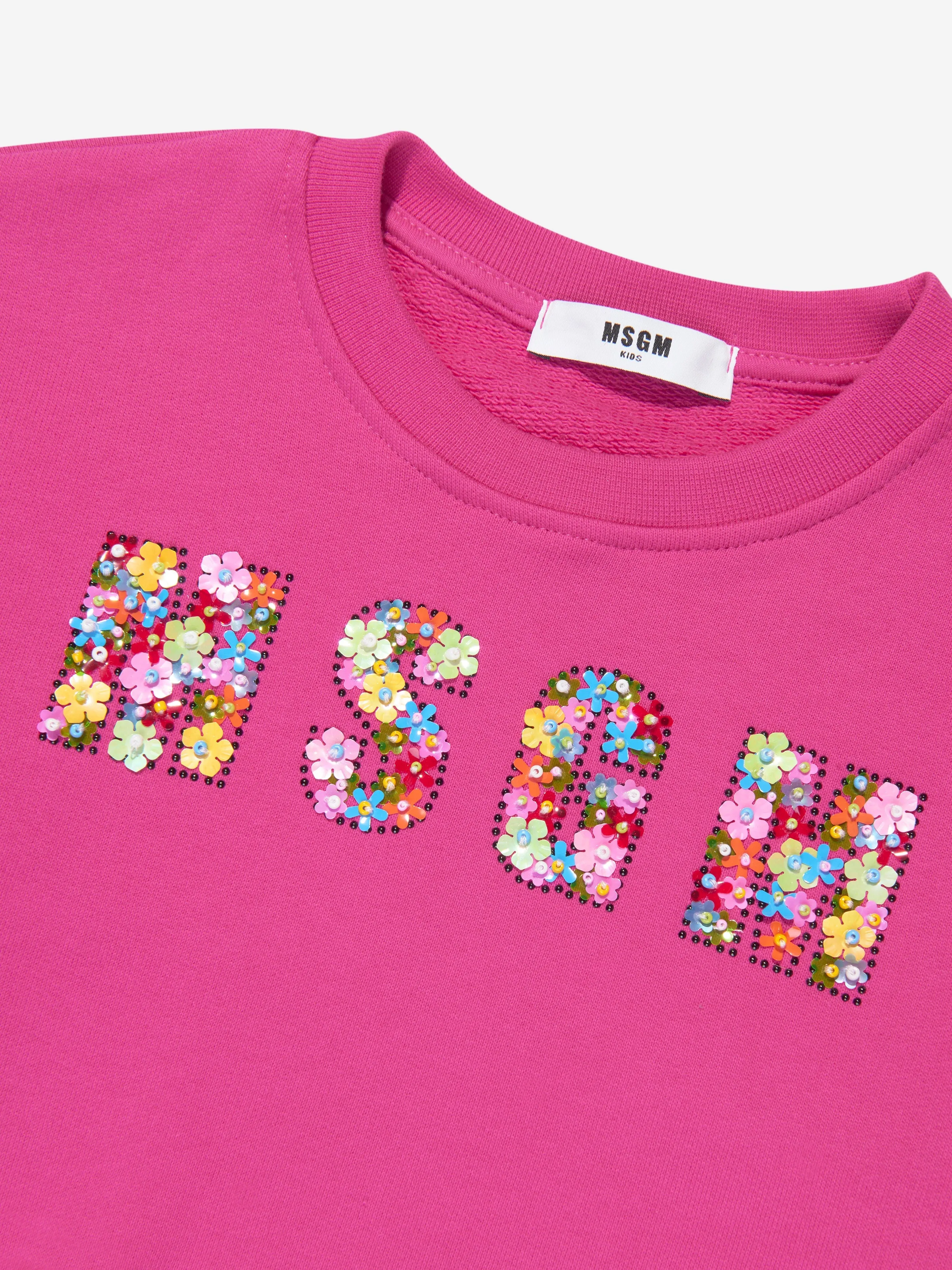 MSGM Mädchen Pink Crop-Logo-Sweatshirt