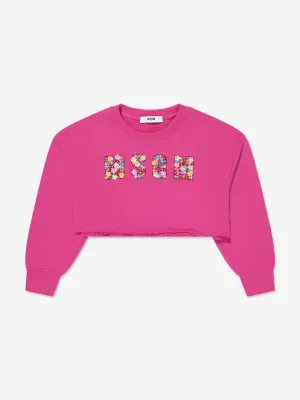 MSGM Mädchen Pink Crop-Logo-Sweatshirt