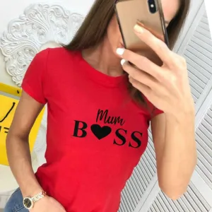 Mum Boss Heart T-Shirt (MRK X) mum blouses clearance