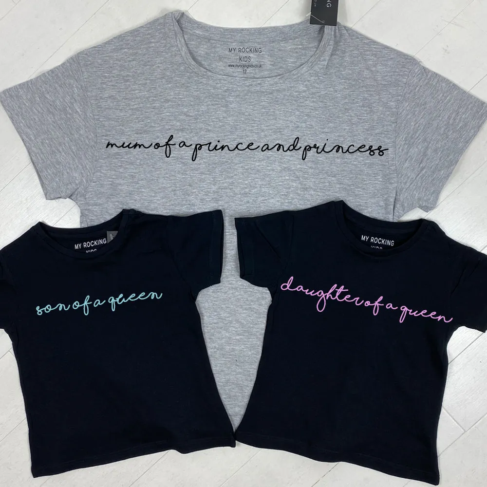 Mum Of A Prince & Princess Matching T-Shirts (MRK X) mum blouses clearance