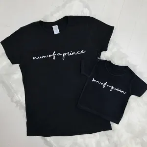 Mum Of A Prince/Son Of A Queen Black/White Matching Tees (MRK X) baby bump outfits discount