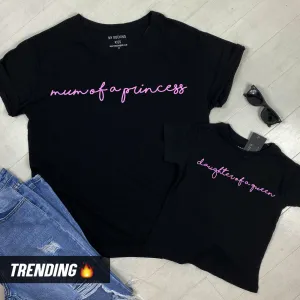 Mum Of A Princess/Daughter Of A Queen Black Matching Tees (MRK X) discount mum dresses