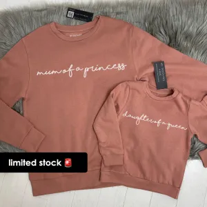 Mum Of A Princess/Daughter Of A Queen Dusty Pink Sweatshirts (MRK X) nursing tops best deals