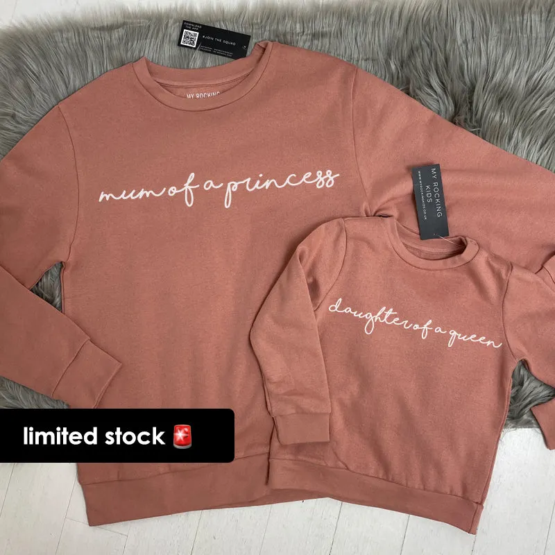 Mum Of A Princess/Daughter Of A Queen Dusty Pink Sweatshirts (MRK X) nursing tops best deals