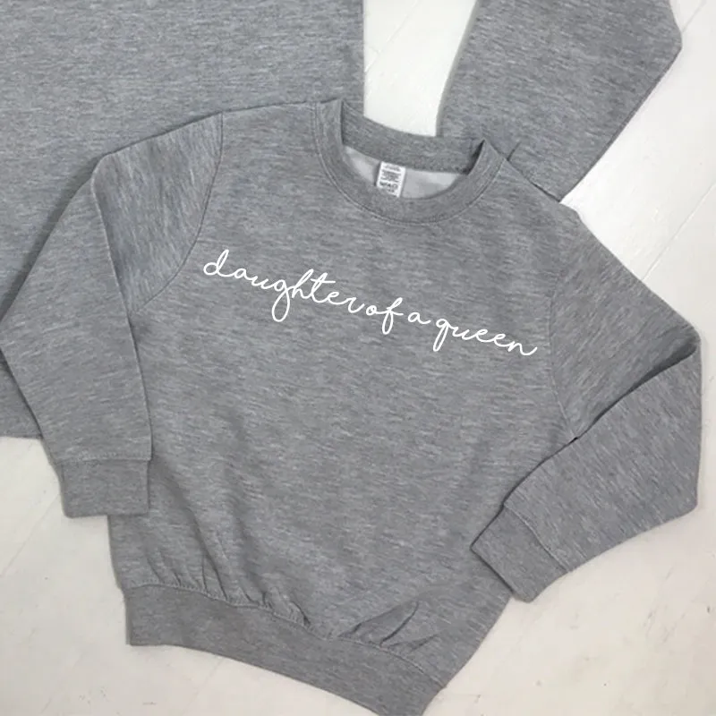 Mum Of A Princess/Daughter Of A Queen Heather Grey Sweatshirts (MRK X)