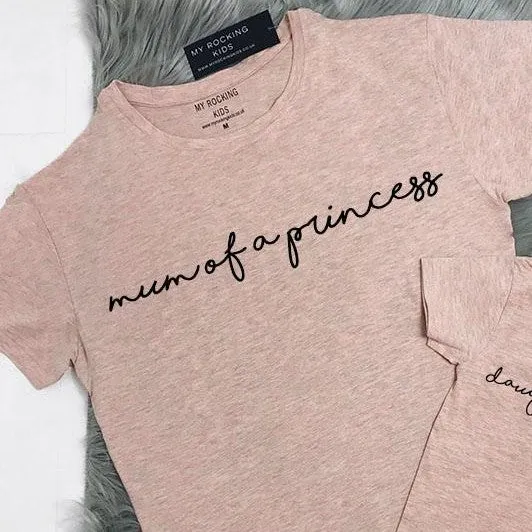 Mum Of A Princess/Daughter Of A Queen Heather Peach Matching Tees (MRK X)