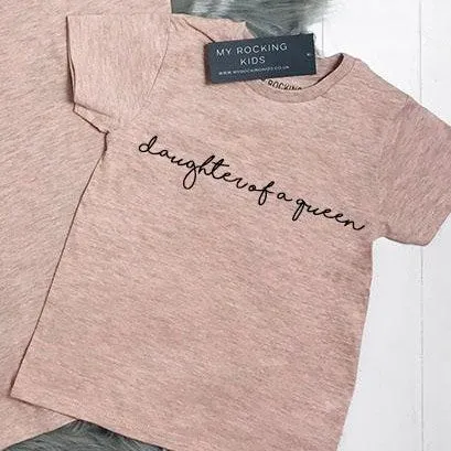Mum Of A Princess/Daughter Of A Queen Heather Peach Matching Tees (MRK X)