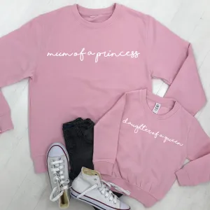 Mum Of A Princess/Daughter Of A Queen Light Pink Sweatshirts (MRK X) discount mum dresses