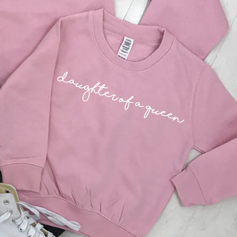 Mum Of A Princess/Daughter Of A Queen Light Pink Sweatshirts (MRK X)