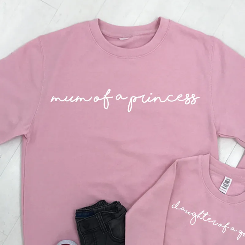 Mum Of A Princess/Daughter Of A Queen Light Pink Sweatshirts (MRK X)