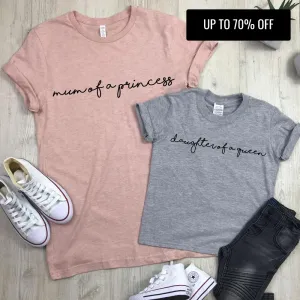 Mum Of A Princess/Daughter Of A Queen Matching Tees (MRK X) nursing tops best deals
