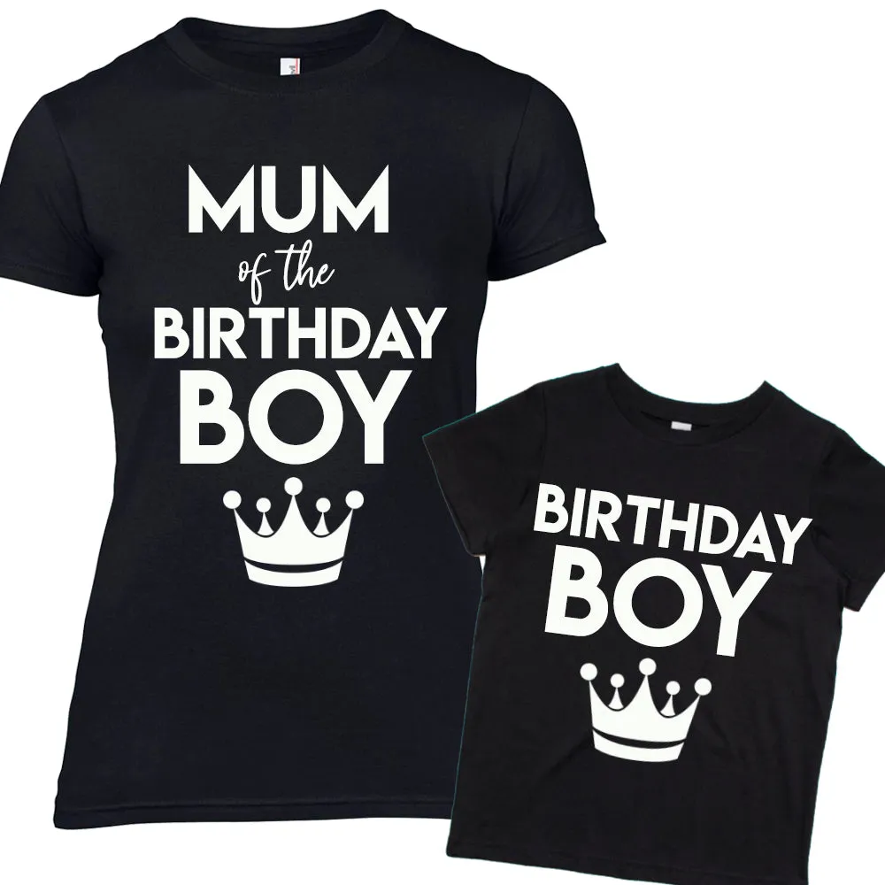 Mum of Birthday Boy Matching Mum & Son Black Tees (MRK X) boys clothes cheap sale