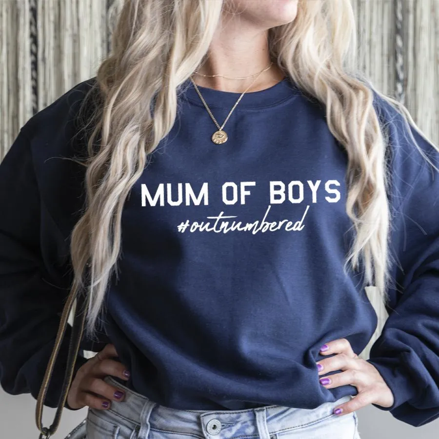 Mum Of Boys Hashtag Outnumbered Autumn Sweatshirt postpartum clothes sale