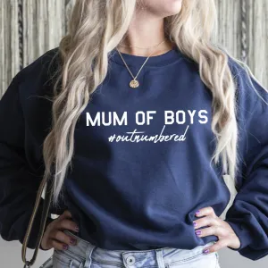 Mum Of Boys Hashtag Outnumbered Autumn Sweatshirt postpartum clothes sale