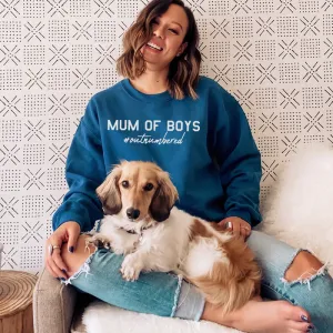 Mum of Boys Hashtag Outnumbered Sweatshirt (MRK X) mum jeans promo
