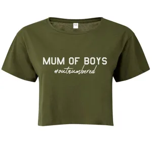Mum Of Boys Outnumbered Crop T-Shirt maternity dresses promo