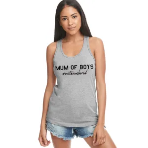 Mum Of Boys Outnumbered Sleeveless Tank mum blouses clearance