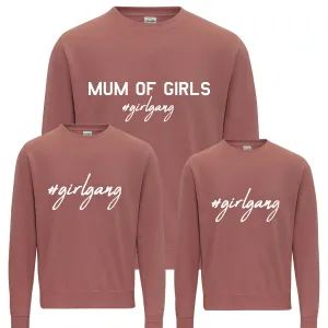 Mum of Girls #GirlGang Matching Dusty Pink Sweatshirts mum jeans promo